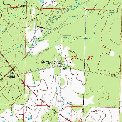 Topographic Map of Mount Zion Church, MS