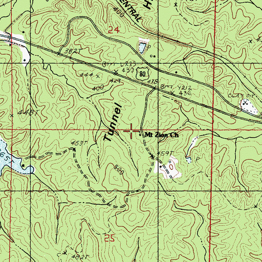 Topographic Map of Mount Zion Church, MS
