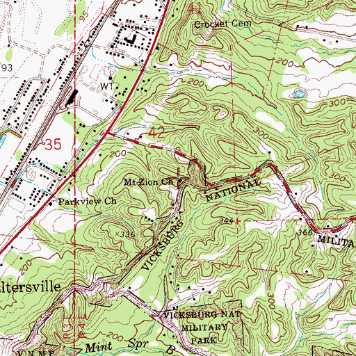 Topographic Map of Mount Zion Church, MS