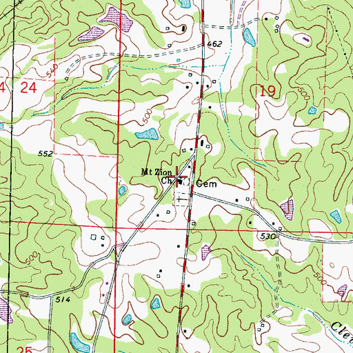 Topographic Map of Mount Zion Church, MS