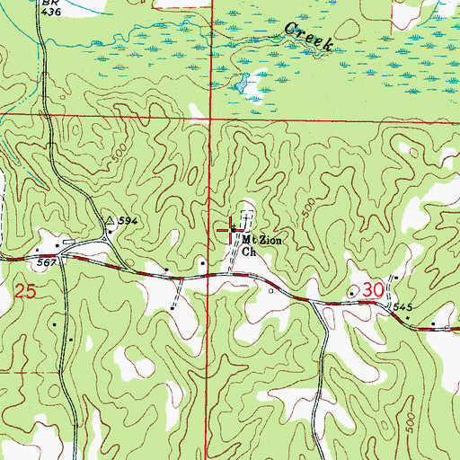 Topographic Map of Mount Zion Church, MS