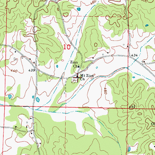 Topographic Map of Mount Zion Church, MS