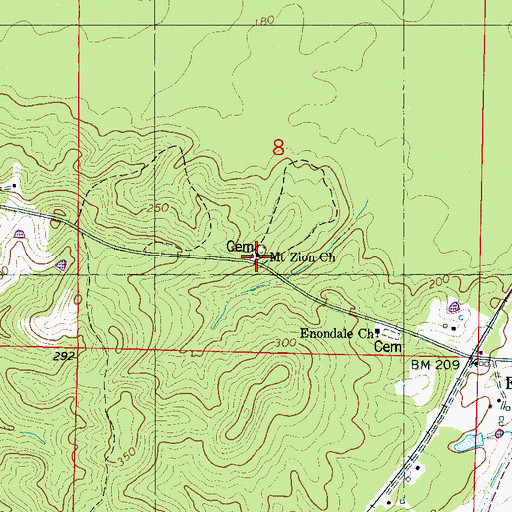 Topographic Map of Mount Zion Church, MS