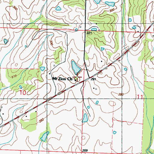 Topographic Map of Mount Zion Church, MS