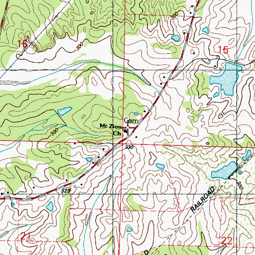 Topographic Map of Mount Zion Church, MS