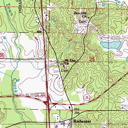 Topographic Map of Mount Zion Church, MS