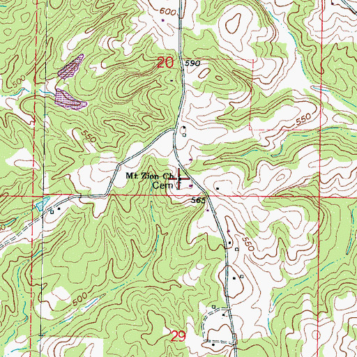 Topographic Map of Mount Zion Church, MS
