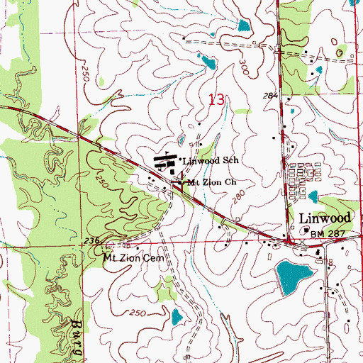 Topographic Map of Mount Zion Church, MS