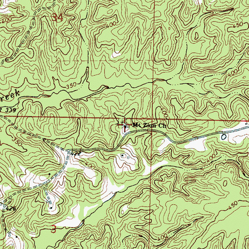 Topographic Map of Mount Zion Church, MS