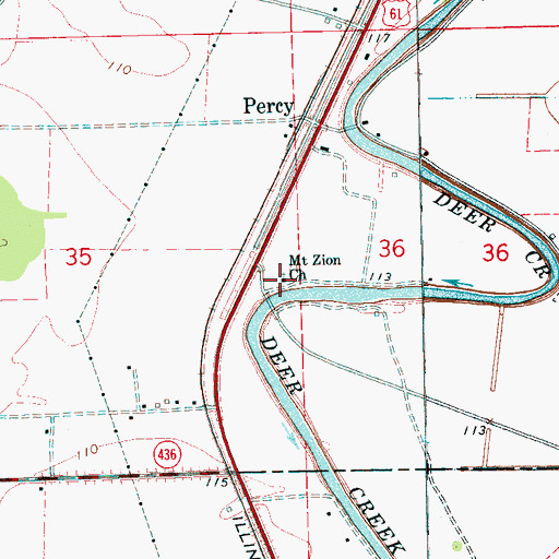 Topographic Map of Mount Zion Church, MS