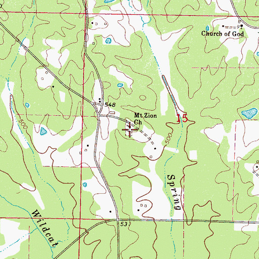 Topographic Map of Mount Zion Church, MS