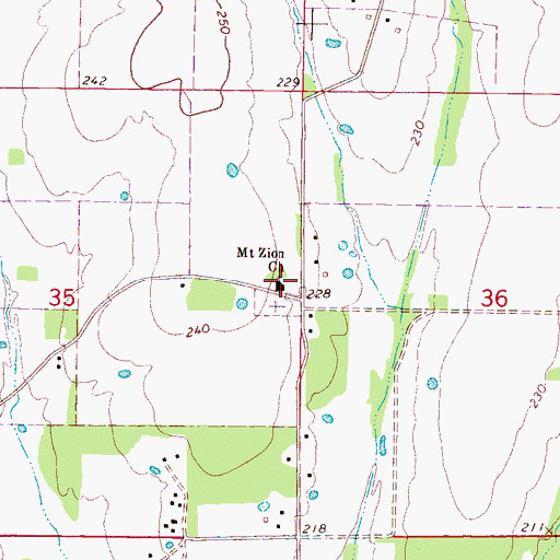 Topographic Map of Mount Zion Church, MS