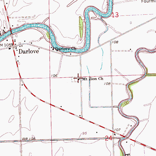 Topographic Map of Mount Zion Church, MS