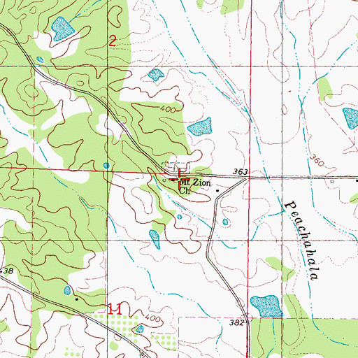 Topographic Map of Mount Zion Church, MS