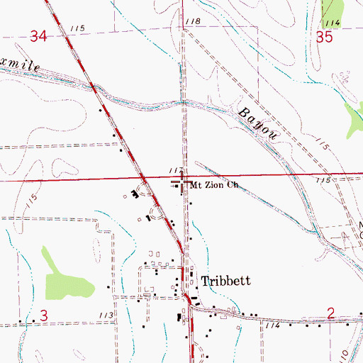 Topographic Map of Mount Zion Church, MS