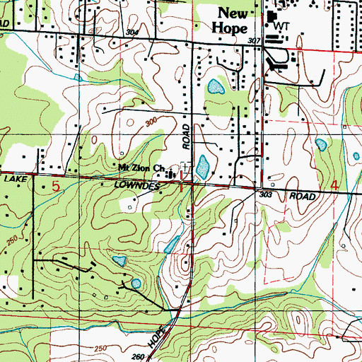 Topographic Map of Mount Zion Church, MS