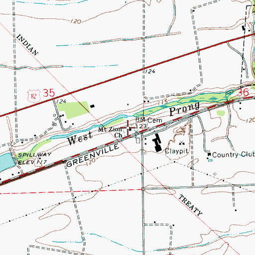Topographic Map of Mount Zion Church, MS