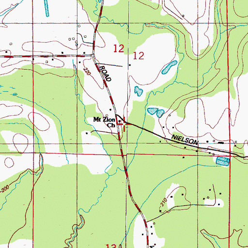 Topographic Map of Mount Zion Church, MS