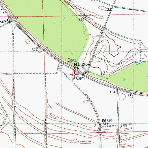 Topographic Map of Mount Zion Church, MS