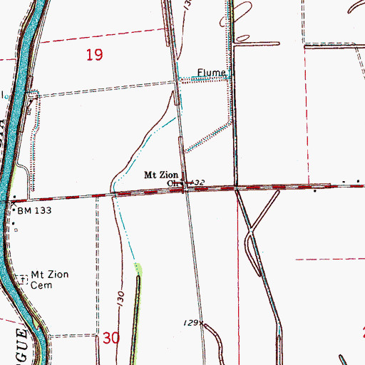 Topographic Map of Mount Zion Church, MS
