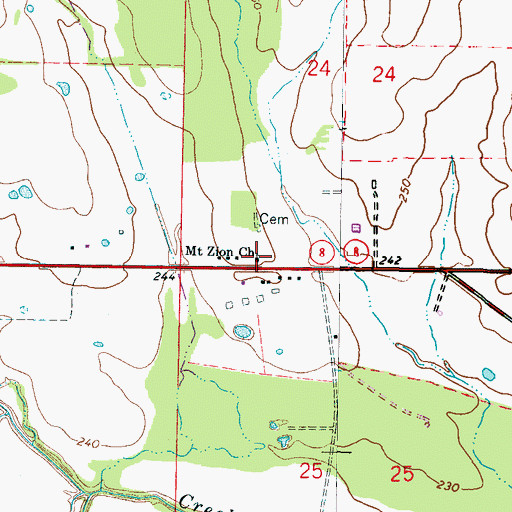 Topographic Map of Mount Zion Christian Church, MS