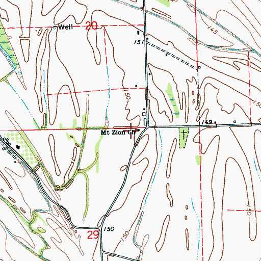 Topographic Map of Mount Zion Church, MS