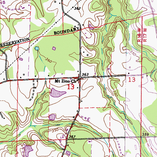 Topographic Map of Mount Zion Church, MS