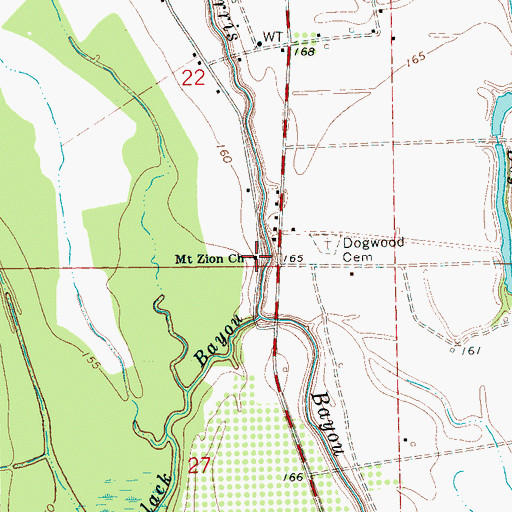 Topographic Map of Mount Zion Church, MS
