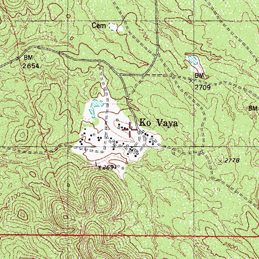 Topographic Map of Ko Vaya, AZ