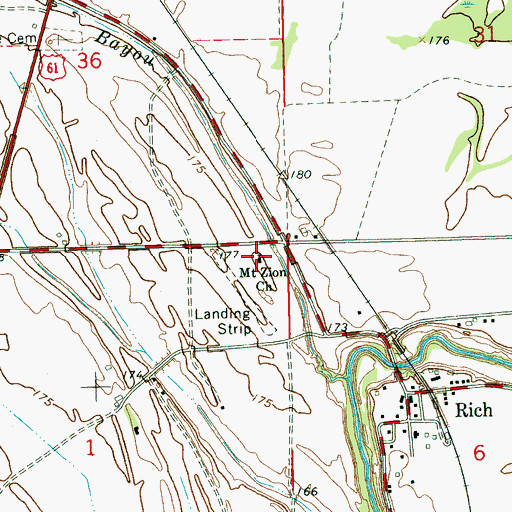Topographic Map of Mount Zion Church, MS