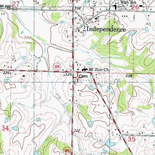 Topographic Map of Mount Zion Church, MS
