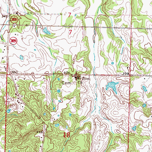 Topographic Map of Mount Zion Church, MS