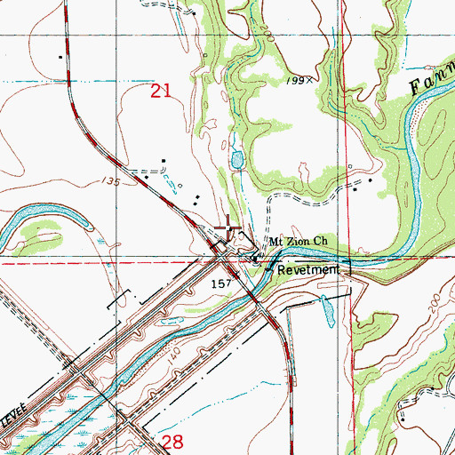 Topographic Map of Mount Zion School, MS