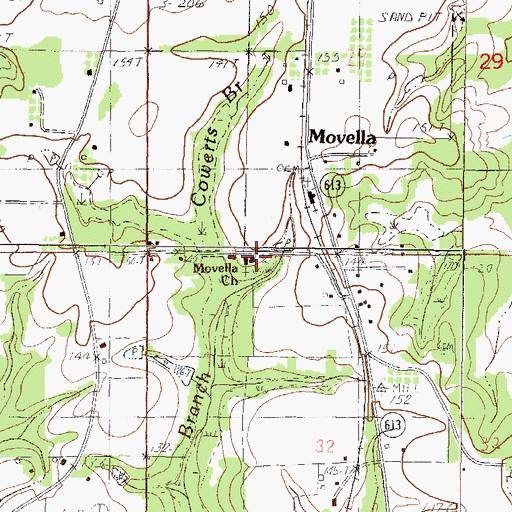 Topographic Map of Movella Church, MS