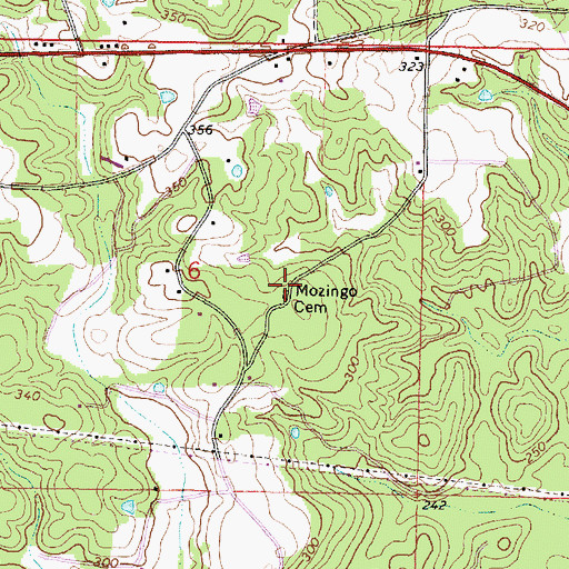 Topographic Map of Mozingo Cemetery, MS