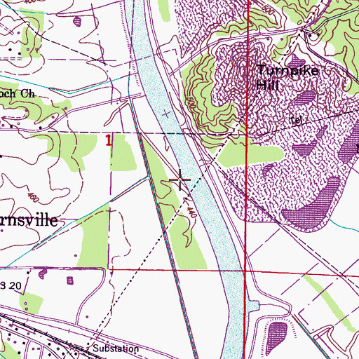 Topographic Map of Mud Branch, MS