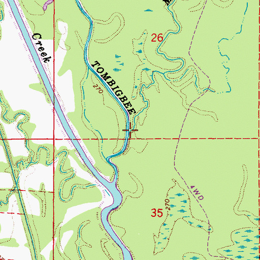Topographic Map of Mud Creek, MS