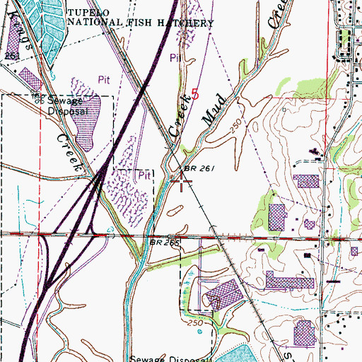 Topographic Map of Mud Creek, MS