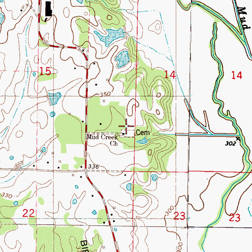 Topographic Map of Mud Creek Church, MS