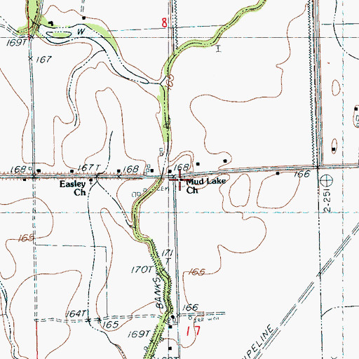 Topographic Map of Mud Lake Church, MS