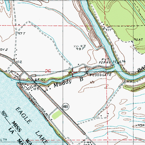Topographic Map of Muddy Bayou, MS
