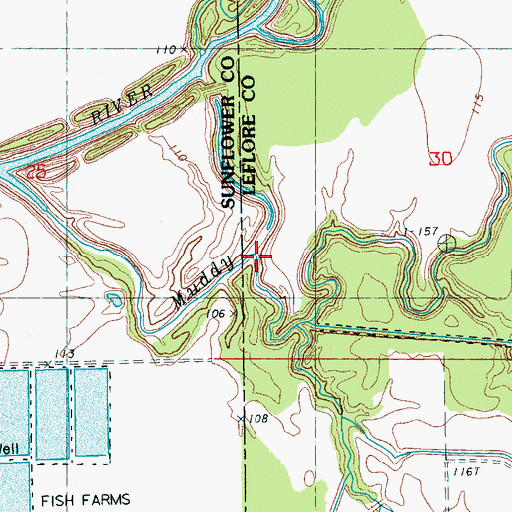 Topographic Map of Muddy Bayou, MS