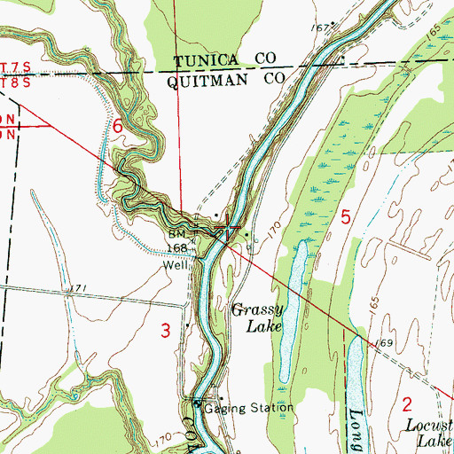 Topographic Map of Muddy Bayou, MS