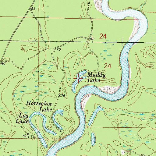 Topographic Map of Muddy Lake, MS