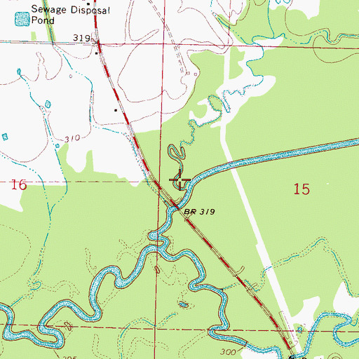 Topographic Map of Mulberry Creek, MS