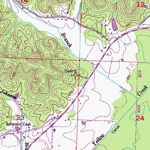 Topographic Map of Mulberry School, MS
