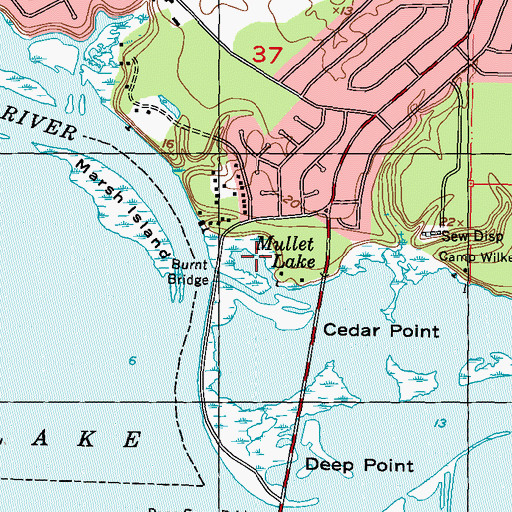 Topographic Map of Mullet Lake, MS