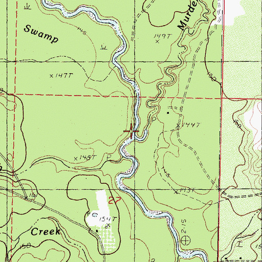 Topographic Map of Murder Creek, MS