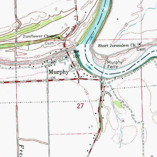 Topographic Map of Murphy, MS