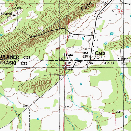 Topographic Map of Cato Cemetery, AR